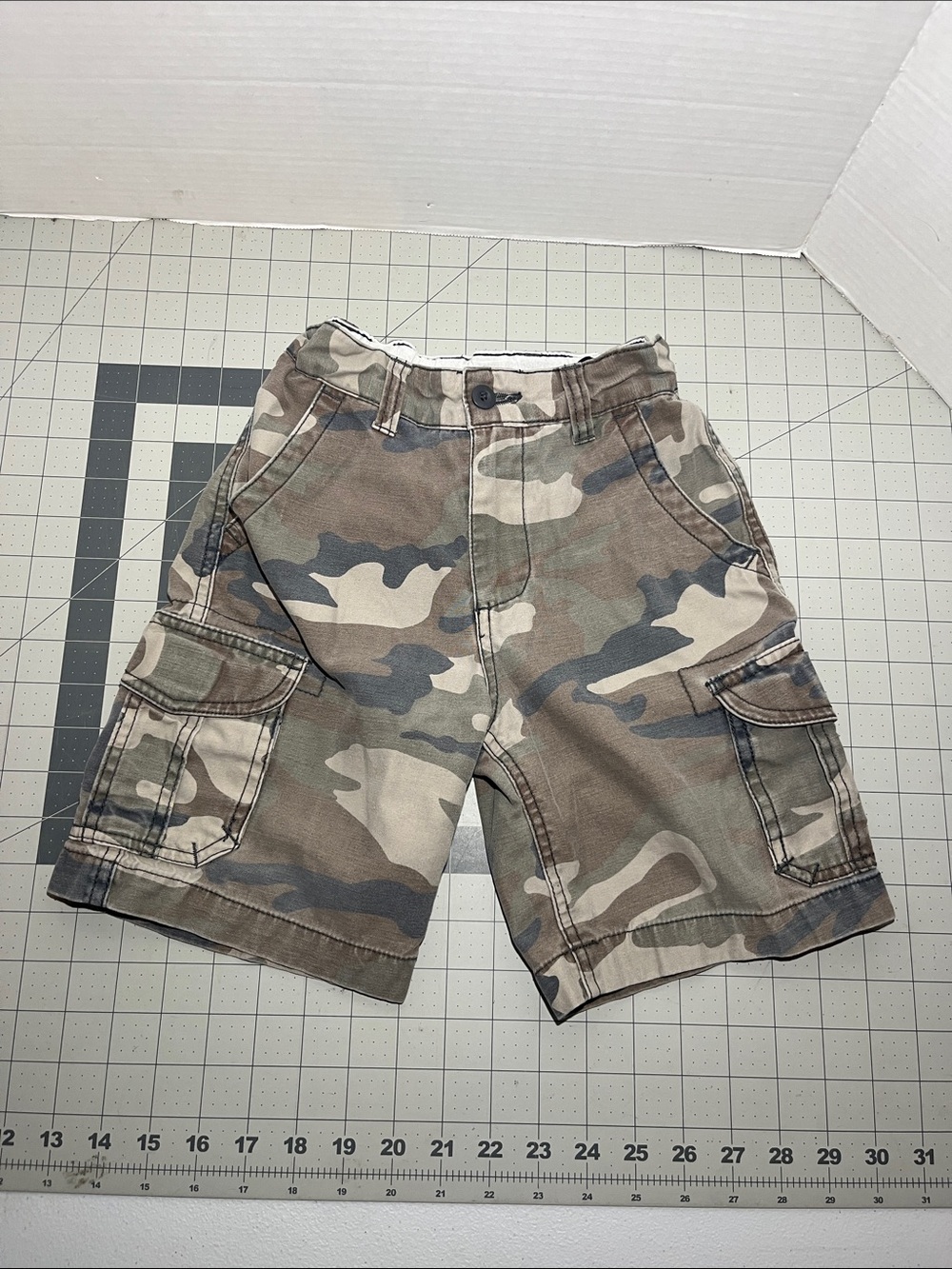 Faded Glory Camo Cargo Shorts - Green, Tan & Gray